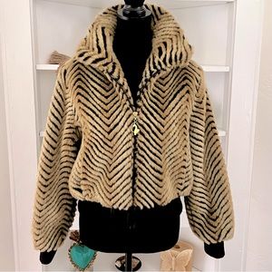 Vintage Baby Phat Tan and Black Faux Fur Jacket